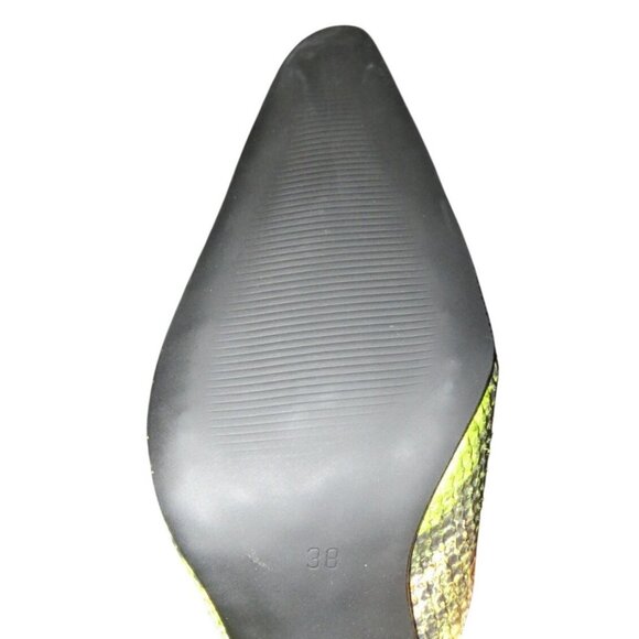 F Mode Verdon Green Viper Anis Snakeskin Italian Leather Square Toe Kitten Mules - Picture 11 of 14